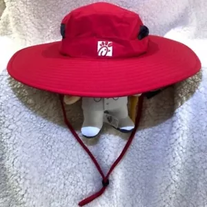 Chik-Fil-A rot Teammitglied Bucket Sonne verstellbar Hut neu ohne Etikett schwarz Netz Strand - Bild 1 von 5
