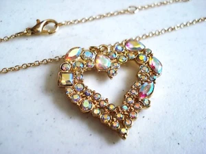 16" bis 18" Strass vergoldet 1 1/4" Herz Halskette feine Kette Karabinerverschluss - Bild 1 von 7