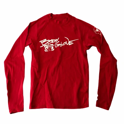 Body Glove 长袖防晒防晒 UPF 50 红色白色字母 儿童 Lg — 第 1/4 张图片