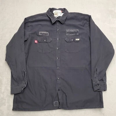 Camisa Reed FR Hombres XXL Azul Marino Negra Llama Resistente al Fuego Manga Larga Sarga Ropa de Trabajo Foto 1 de 4