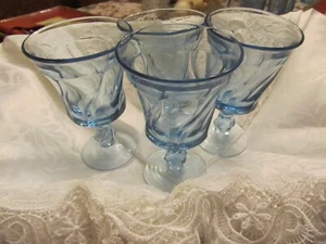 Fostoria Jamestown Blue 6" Tall Goblet Wine/water Glass (4) GA-A-29 - Picture 1 of 5