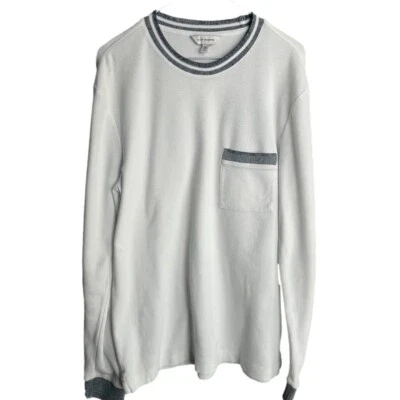 Club Monaco Piqué Cotton Long Sleeved Crewneck Sweatshirt Mens Size Medium White - Image 1 of 4