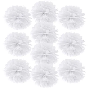 Pom Poms 10 Stück Weiß 25 cm - Dekoration Geburtstag Hochzeit Taufe - Bild 1 von 1