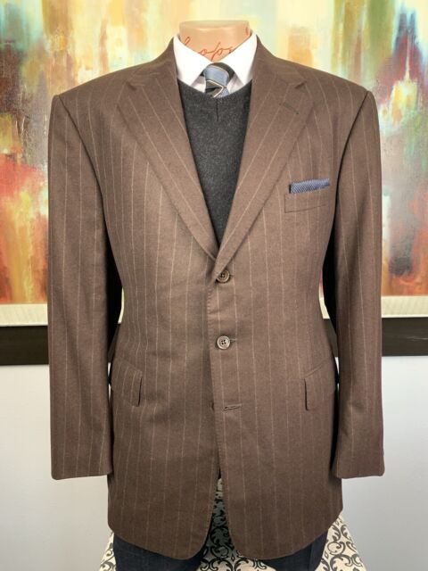 Ralph Lauren Men Pinstripe Brown Blazer Suit & Pants Size 38