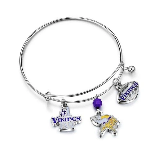 Minnesota Vikings NFL 3 Charm Bracelet Officially Licensed - Image 1 of 1