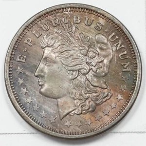 Silver Art Round 1oz Trade Unit Morgan Design with Monster Toning! U1991 combine - Picture 1 of 2