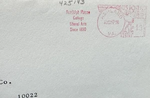US University Meter Cover Front  (139) +1976 Randolph Macon College+Liberal Arts - Picture 1 of 2