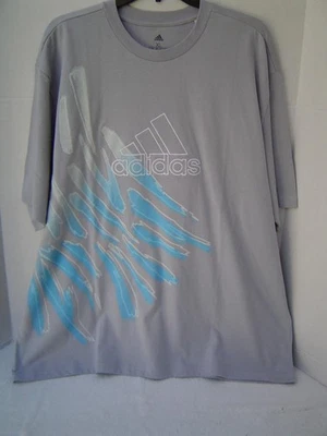 NEW MENS ADIDAS PALE GRAY SHIRT WITH WHITE LOGO AND TIGER PRINT SIZE XL - Image 1 of 4