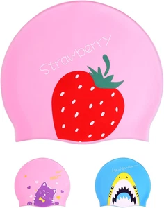 Badekappe Kinder Silikon wasserdicht Schwimmkappe für Jungen und Mädchen - Bild 1 von 7