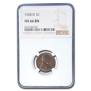 1928-D Lincoln Cent MS-66 NGC (Brown) - Picture 1 of 3