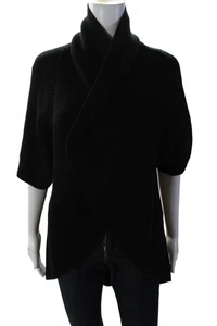 Vince Camuto Womens Cotton Short Sleeve Open Front Cardigan Black Size L - Picture 1 of 6