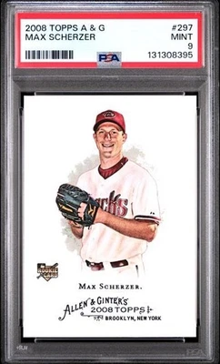Max Scherzer 2008 Topps Allen & Ginter Rookie RC #297 PSA 9 FHOF Diamondbacks Foto 1 de 2