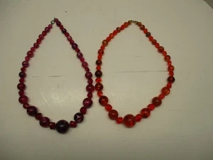 Vintage Graduated Chunky Purple And Orange Bead Necklace - Picture 1 of 8