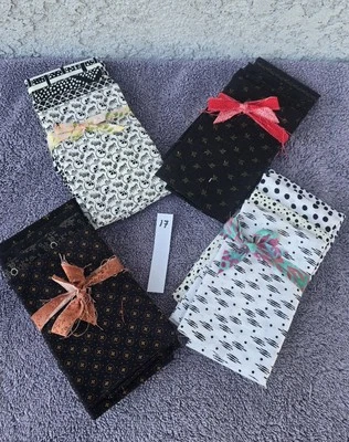 Lote de 17 cuartos de grasa vintage de tela de edredón de algodón paquete varios negro blanco-17 Foto 1 de 4