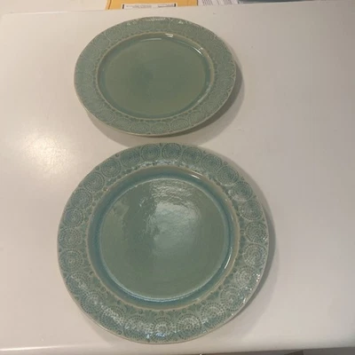 Juego de 2 platos de cena Anthropologie Old Havana 11,5" verde menta Foto 1 de 4
