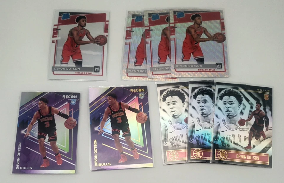 Devon Dotson 9 Card Lot Recon Holo 68, Optic 173 Silver Wave, Illuisons - Image 1 of 1