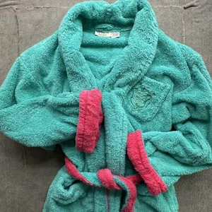 Victoria’s Secret Gold Label Robe Medium Turquoise Pink Cotton Belted Pockets - Picture 1 of 11