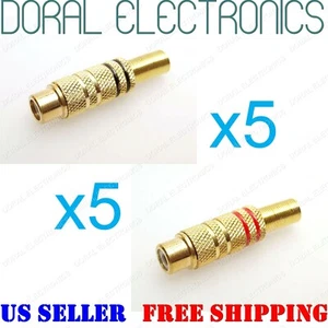 10 Pcs Metal Female RCA Gold Jack Audio Connector Adapter Replacement USA Seller - Picture 1 of 1