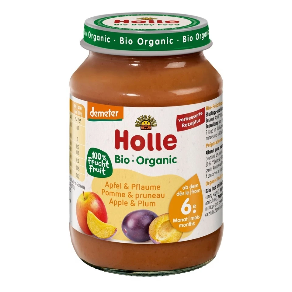 Glas - Bio Apfel & Pflaume glutenfrei 190g | HOLLE BABYFOOD