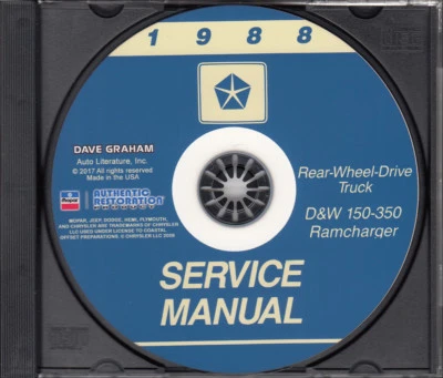 1988 Dodge Truck Shop Manual CD D150-D350 Pickup Ramcharger W150-W350 Service - Image 1 of 2