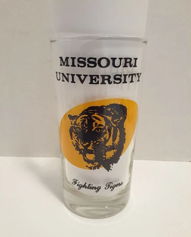 Vintage Missouri University Mizzou Tigers Tumbler Glass 1974 Football Schedule Cover