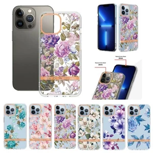 For iphone 13 /13 Pro Max/12/12 Pro Max/11 Folio Flowers Shockproof Cover Case - Picture 1 of 23