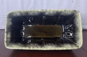 Vintage Rectangular Hull Pottery F12 Olive Green Scalloped Sides 3" Planter MCM - Picture 1 of 5