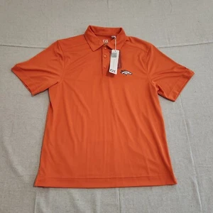 New Denver Broncos Polo Shirt Mens Small Orange Short Sleeve Cutter & Buck - Picture 1 of 12