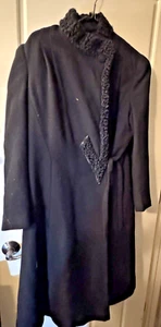 Antique Vintage 1930s Wool COAT with LAMBSWOOL FUR TRIM - Picture 1 of 4