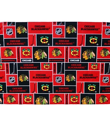 Chicago Blackhawks ~ Block Pattern NHL Cotton Fabric 1/4 Yard 9” X 44” New - Image 1 of 4