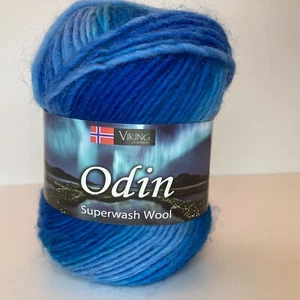 NEW Viking Odin Superwash Wool Yarn 100% Pure Norway 100g 827 Blue Gradient - Picture 1 of 9