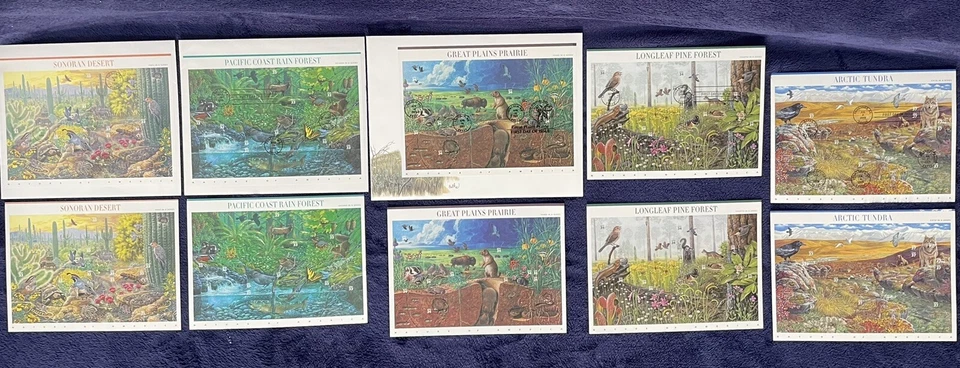 Nature of America Series 1-5; Both Stamp Page Of 10 & FDC Stamp Sheet Of 10 - Image 1 of 1