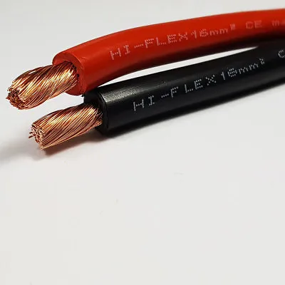 16mm2 110 A Amps Flexible PVC Battery Welding Cable Black Red 1 - 100M M Lengths • 8.90£