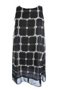 Studio M New Black Sleeveless Printed Shift Dress S - Picture 1 of 3