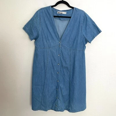 ASOS Maternity Womens 14 Denim Tea Dress Button Up Short Sleeve V Neck - Image 1 of 4