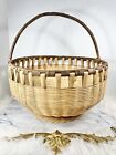 Wicker Basket Planter Decor Storage Handle Woven Round Large Vintage Gathering