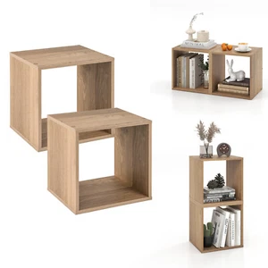 2PCS Stackable Storage Cube Free-standing Storage Organizer Bookcase for Bedroom - Picture 1 of 10