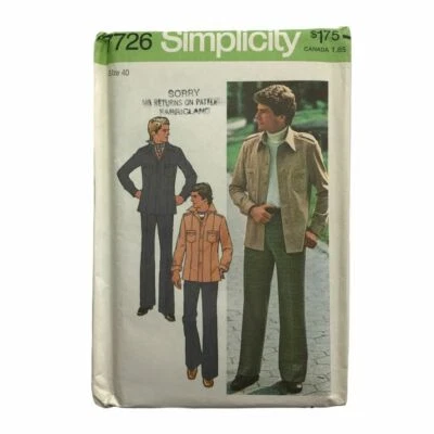 Simplicity Pattern #7726 - Vintage Men's Unlined Jacket & Pants - Size 40 - Image 1 of 2