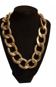 COLLAR DE CADENA GRUESA PLACA DE ORO INUSUAL 14TH & UNION FIRMADO UNISEX DE COLECCIÓN - Imagen 1 de 6