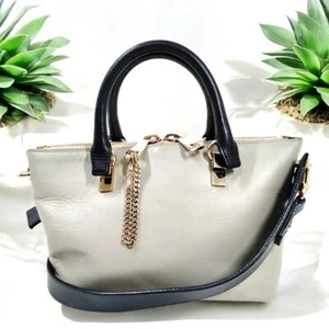 CHLOÉ Baylee Bicolor Calfskin Leather Mini Satchel Bag  - Picture 1 of 11