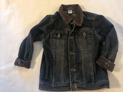 BOYS GYMBOREE DENIM JACKET WITH BROWN CORDUROY TRIM SIZE 5 - Image 1 of 4