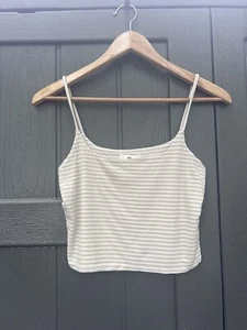 BP Tank Women Small Brown White Striped Cropped Top - Picture 1 of 4