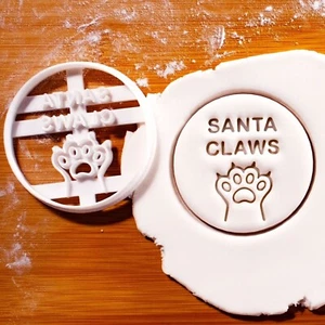 Santa Claws Cookie Cutter - cat Christmas treats kitty kitten feline paw adopt - Picture 1 of 6