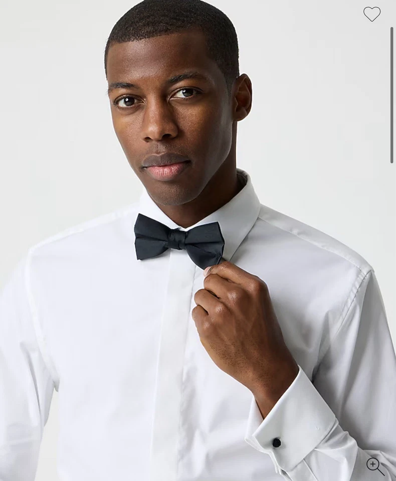 J.Crew Factory Thompson Tuxedo Shirt Black Tie Formal Modern CA998 White 16H 33