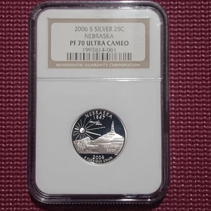 2006 S Silver Proof Nebraska NE Statehood Quarter 25C Graded PF70 UC by NGC - Picture 1 of 2