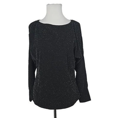 Top Veronica M Negro Brillante Manga Abertura Mediano M Foto 1 de 4