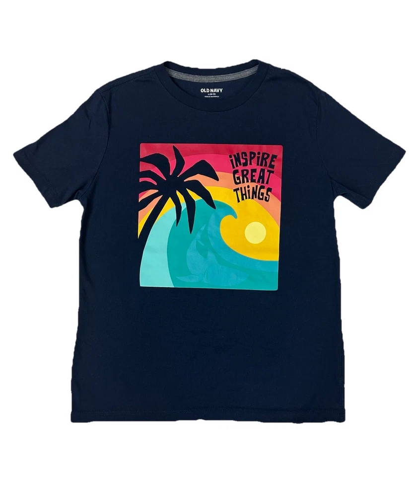🍃OLD NAVY Boys' Short-Sleeved Graphic T-Shirt | Navy /Size L (10-12) - Image 1 of 4