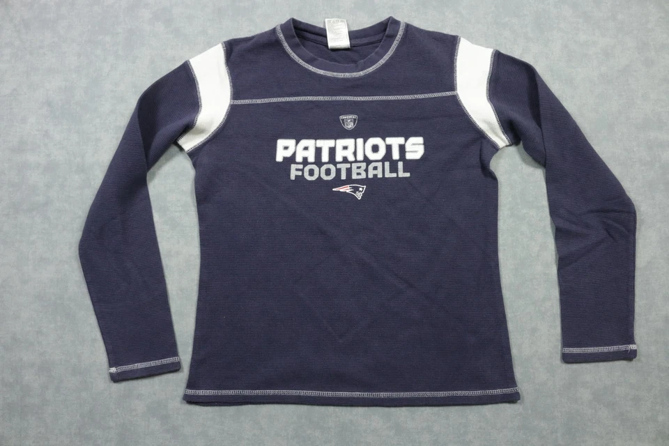 Camisa New England Patriots Juvenil Mediana Azul NFL Fútbol Reebok Manga Larga Foto 1 de 4