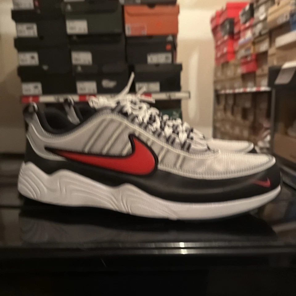 Nike Air Zoom Spiridon Metallic Silver Bullet-Sport Red-Black Sz 13 [II1161-095] - Image 1 of 4
