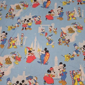 Vintage Disney Mickey Mouse Donald Duck Frontierland Flat Twin Bed Sheet 1970’s - Bild 1 von 6